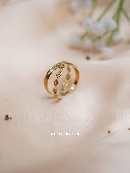 Anti Tarnish Adjustable Gold Toned Finger Ring