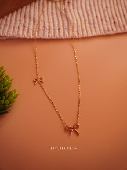 Anti Tarnish Bow Designed Elegant Necklace