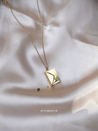 Anti Tarnish Envelop Designed Necklace With A Message