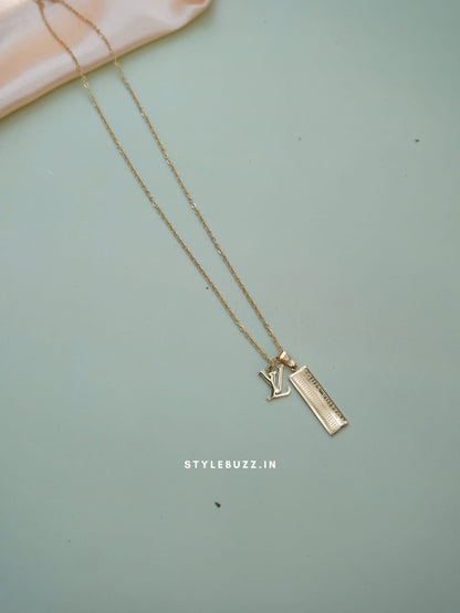 Anti Tarnish Gold Tone 'Lotus Vuition' Designed Necklace