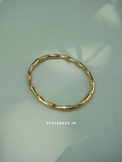 Anti Tarnish Gold Toned Bamboo Designed Fancy Bangle