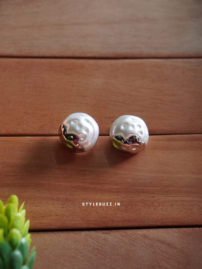 Anti Tarnish Silver Tone Ball Pearl Earrings