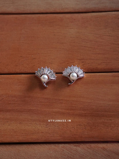 Anti Tarnish Silver Tone  Triangular Designed Stud Earrings