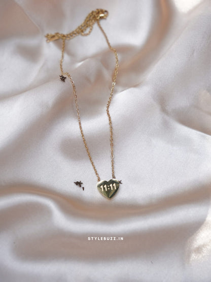Anti Tarnish Unique 11:11 Designed Love Shaped  Necklace