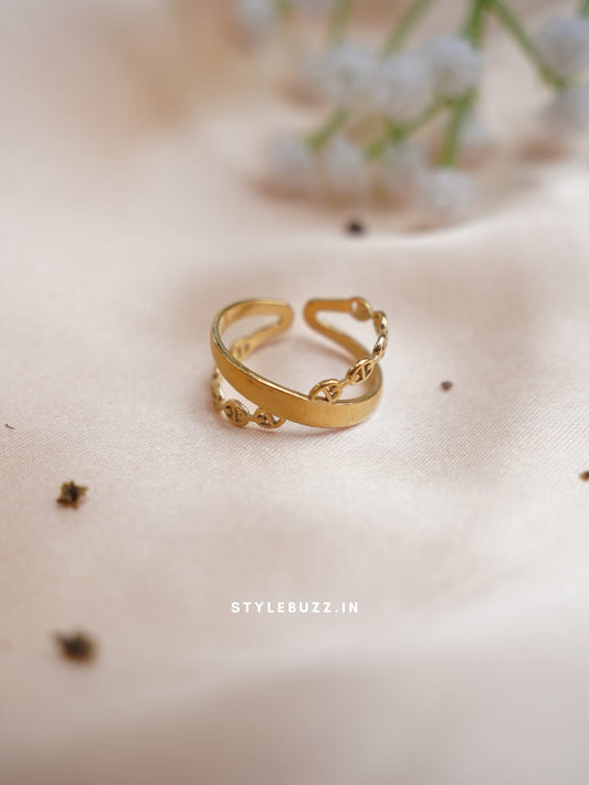 Anti Tarnish Adjustable Gold Toned Finger Ring