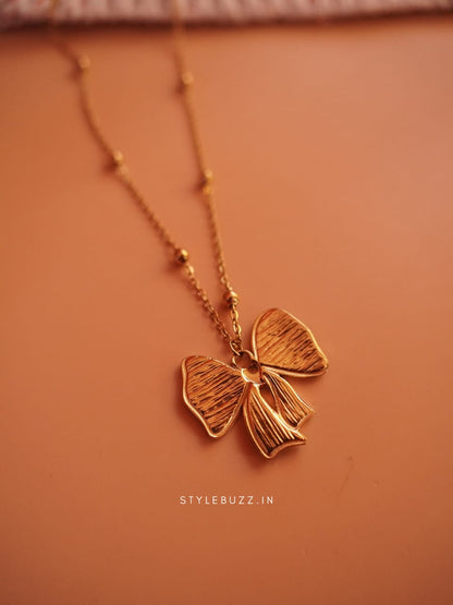 Anti Tarnish Bow Designed Stylish Necklace