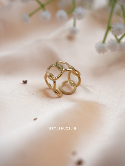 Anti Tarnish Curb Chain Finger Ring