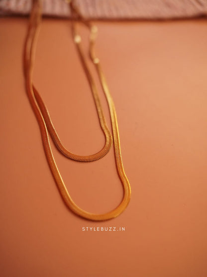 Anti Tarnish Double Layered Snack Chain Necklace