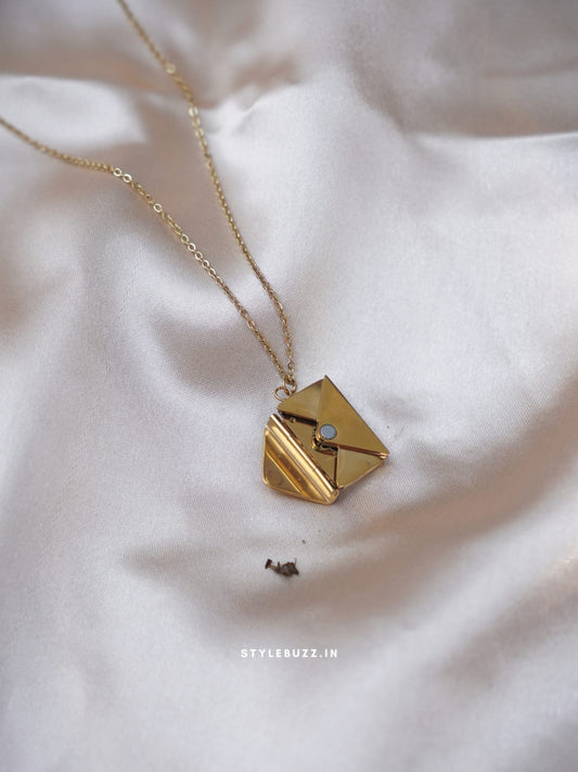 Anti Tarnish Envelop Designed Necklace With A Message