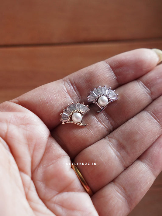 Anti Tarnish Silver Tone  Triangular Designed Stud Earrings