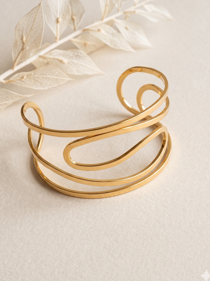 Anti Tarnish Sleek Wire Golden Cuff