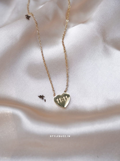 Anti Tarnish Unique 11:11 Designed Love Shaped  Necklace