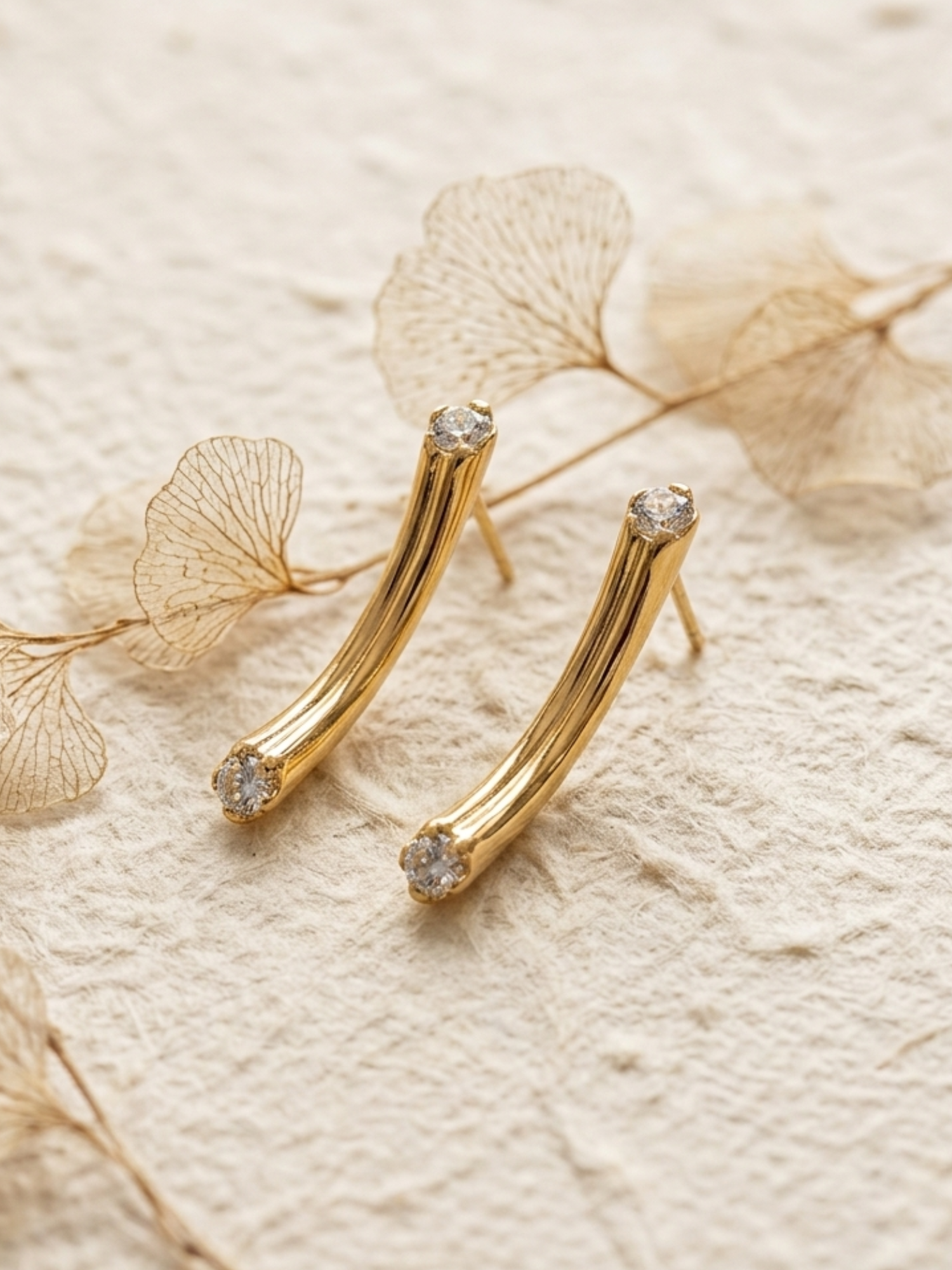 Anti tarnish Tube design earrings with stone