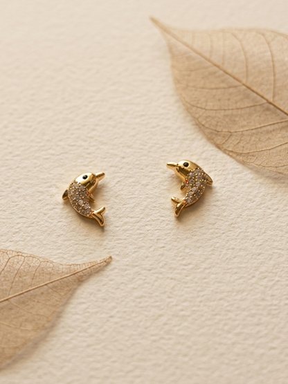 Anti tarnish dolphin small studs