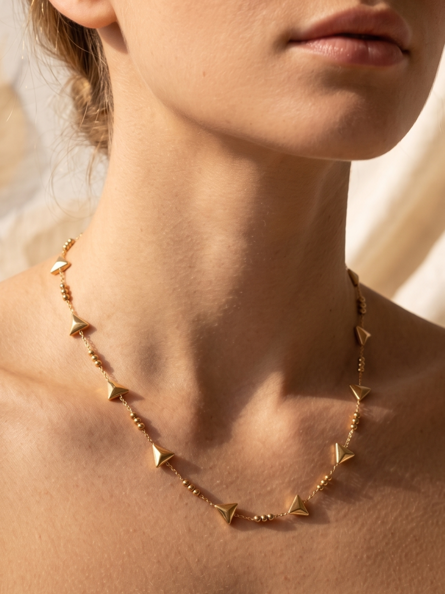 Anti tarnish triangle charm necklace