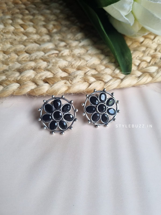 German Silver Black Colored Earrings