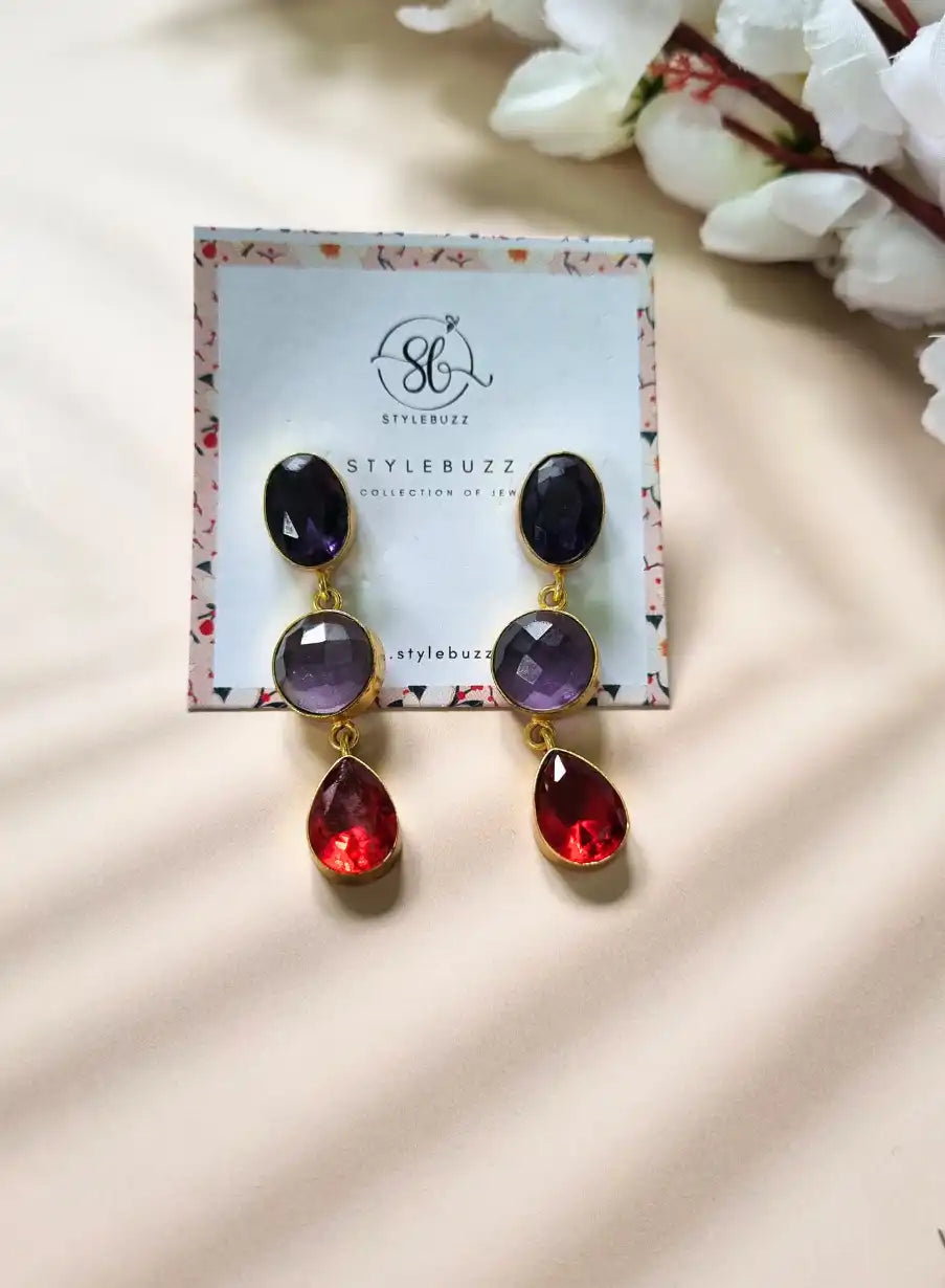 Golden Brass Gorgeous Monalisha Stone Earrings