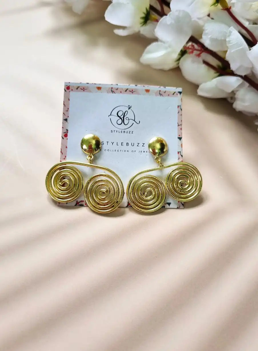 Golden Brass Fashionable Earrings