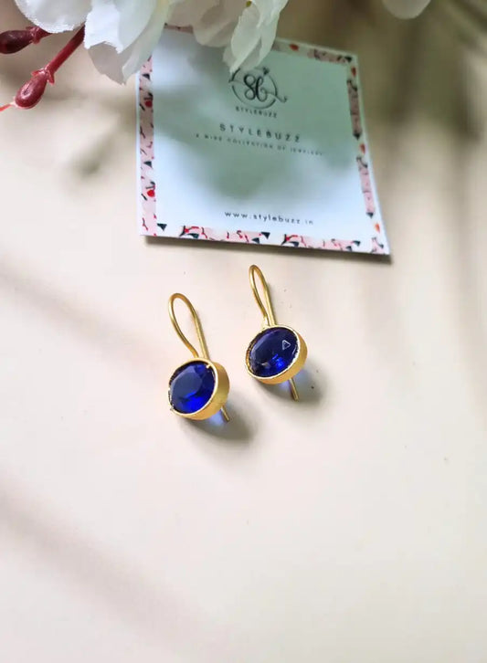 Golden Brass Beautiful Blue Monalisha Stone Dangle