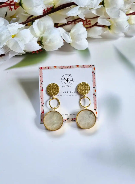 Golden Brass Gorgeous Druzy Stone Earrings