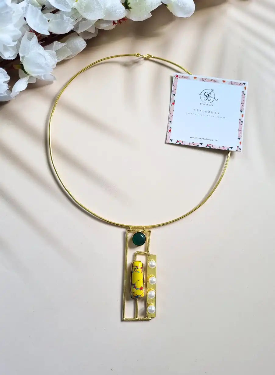 Golden Brass Classy Modernist Hansuli Neckpiece.