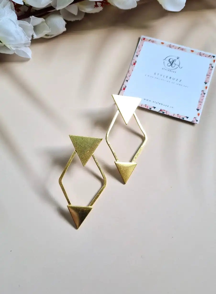 Golden Brass Trendy Triangle Drop Earrings