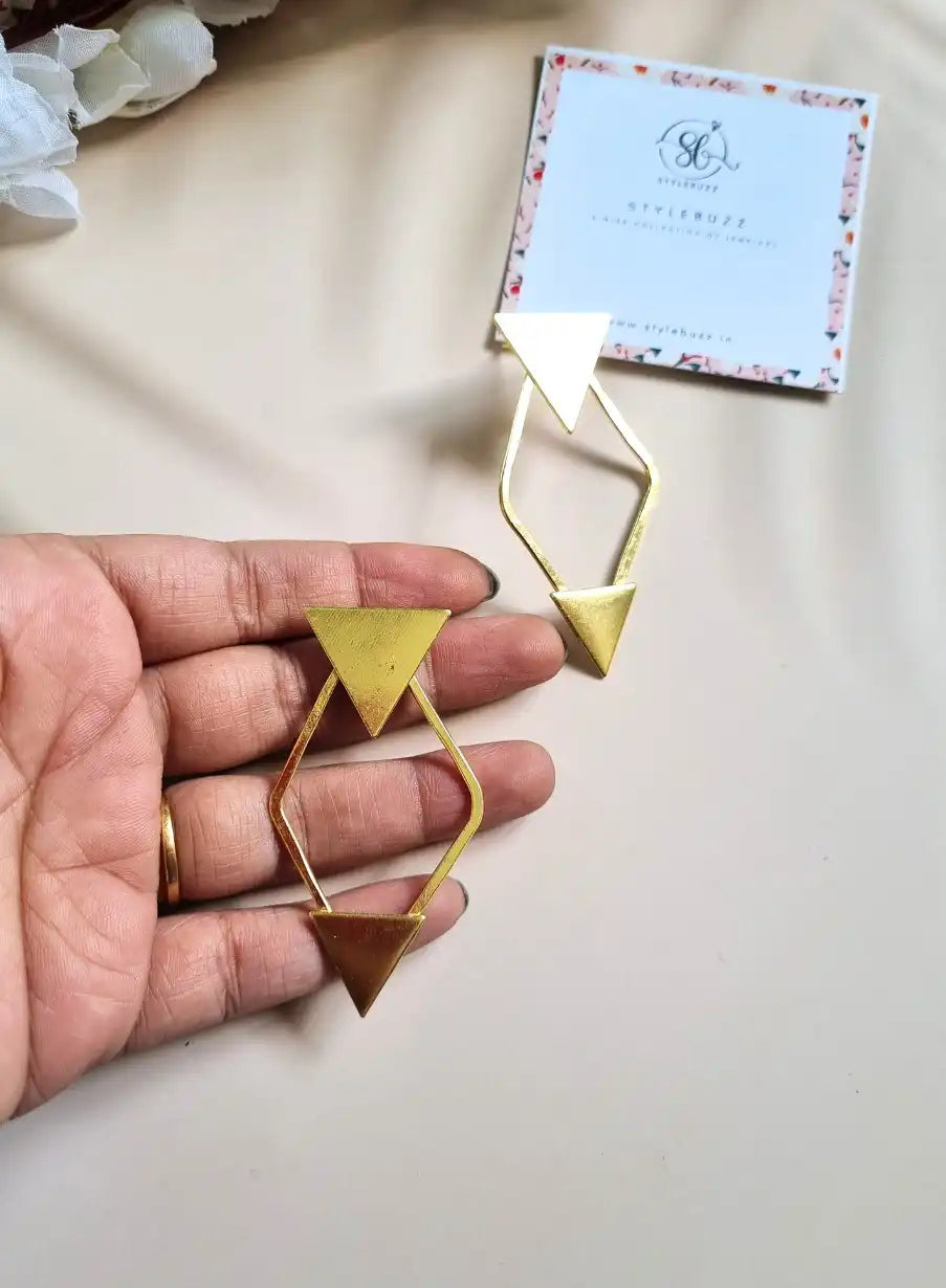 Golden Brass Trendy Triangle Drop Earrings