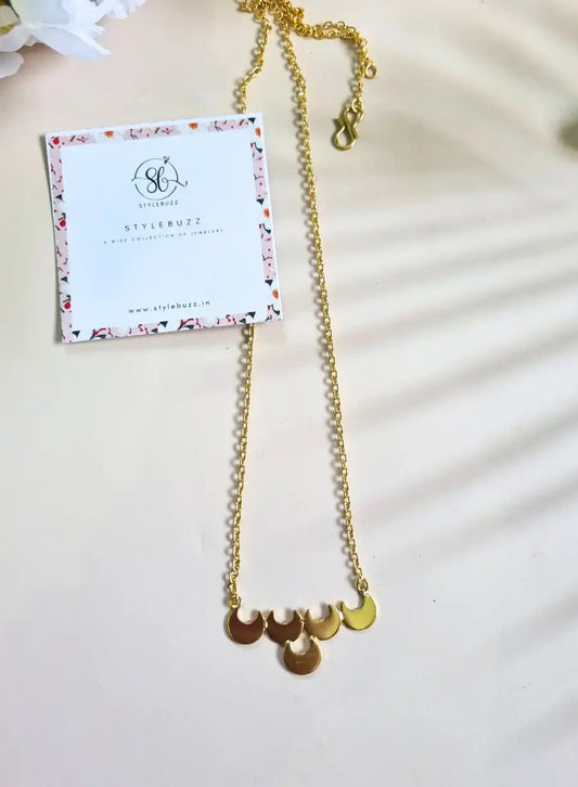 Golden Brass Half Moon Charming Long Neckpiece