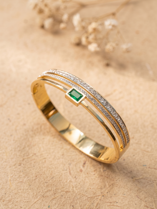 Party wear kada with green stone