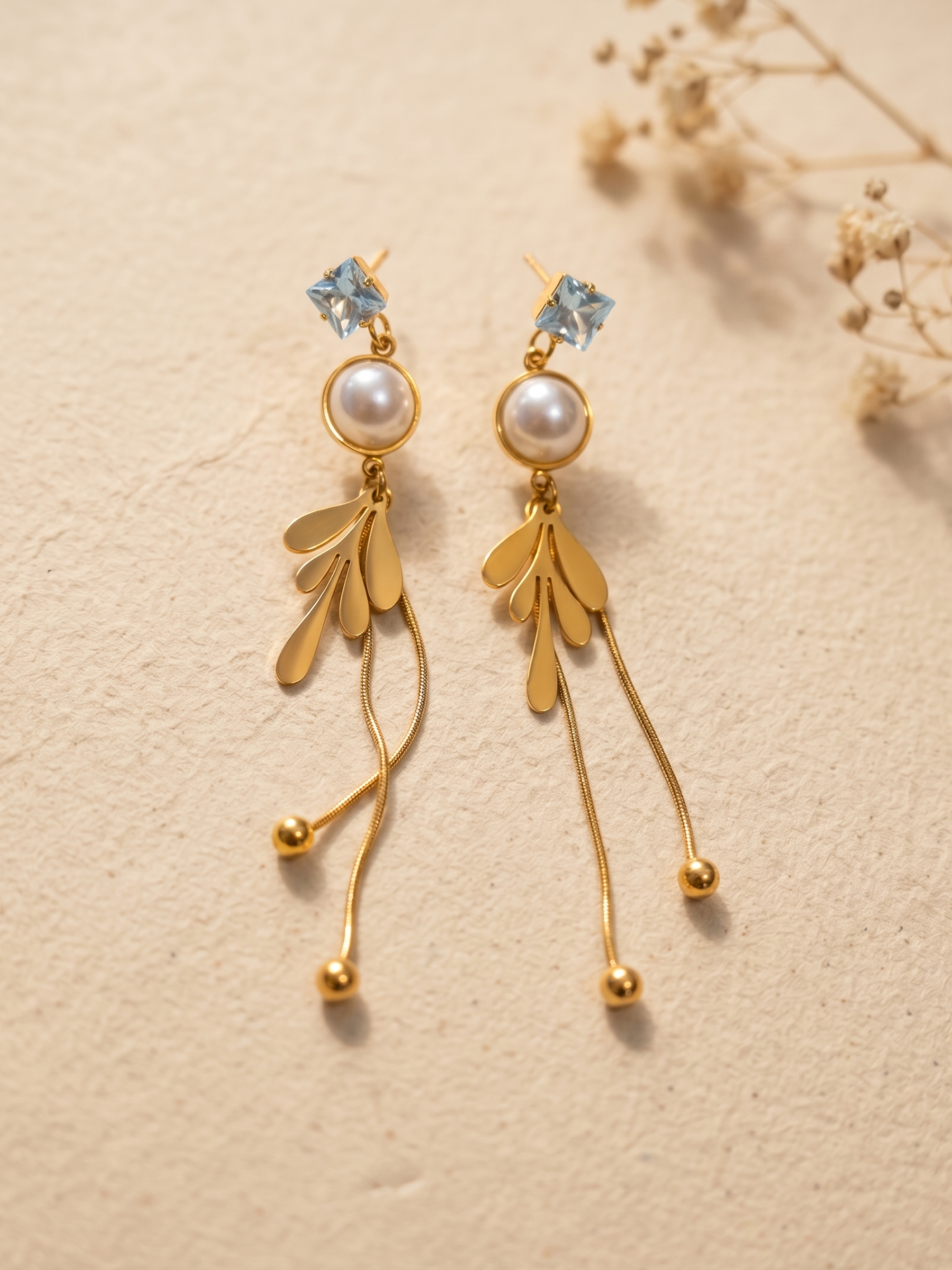 Party wear statement earrings with pearl and stone