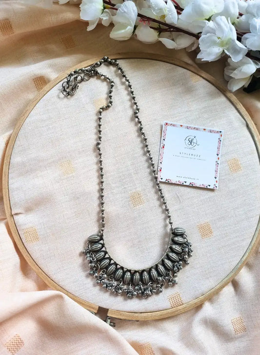 Silver Replica Long Half Moon Elegant Neckpiece