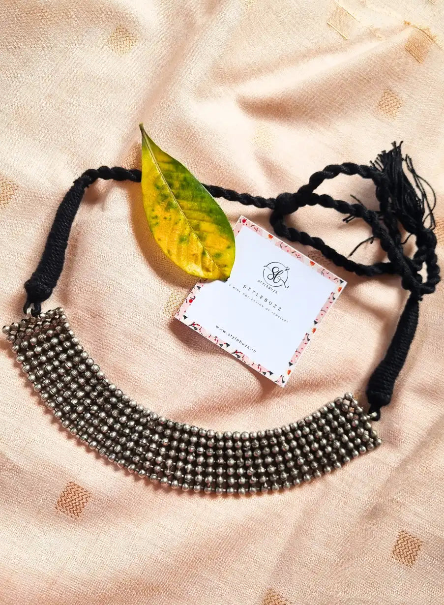 Silver Replica Ethnic Choker Necklace.