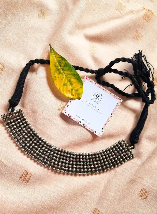 Silver Replica Ethnic Choker Necklace.