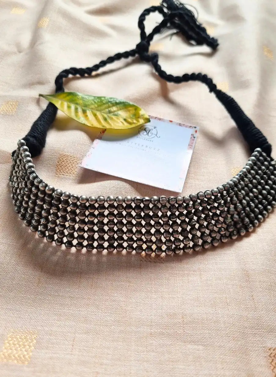 Silver Replica Ethnic Choker Necklace.