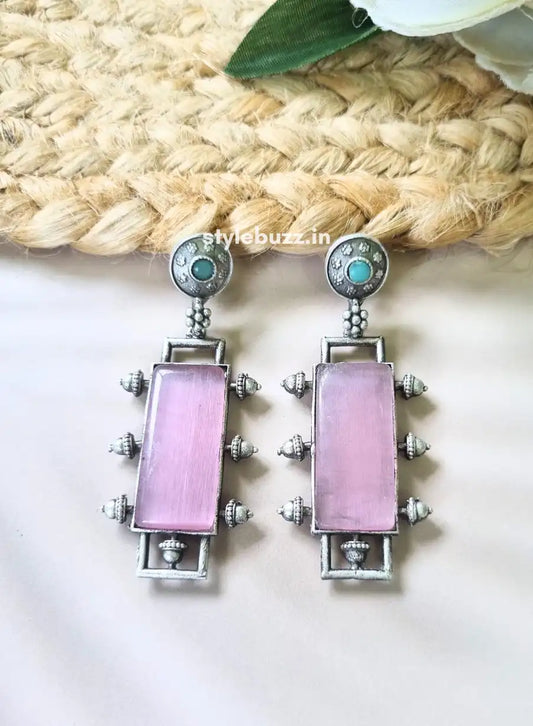 Silver Replica Trendy Lavender Monalisha Stone Earrings