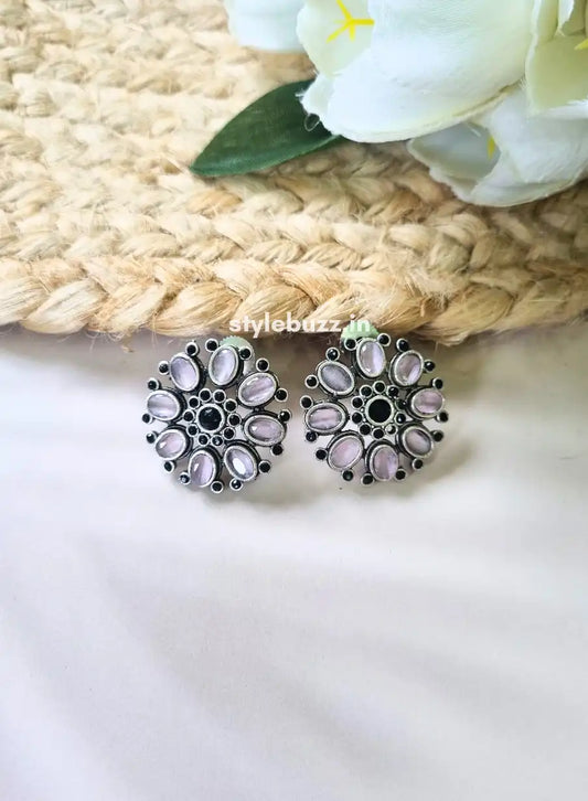 Silver Replica Lavender Monalisha Stone Trendy Stud