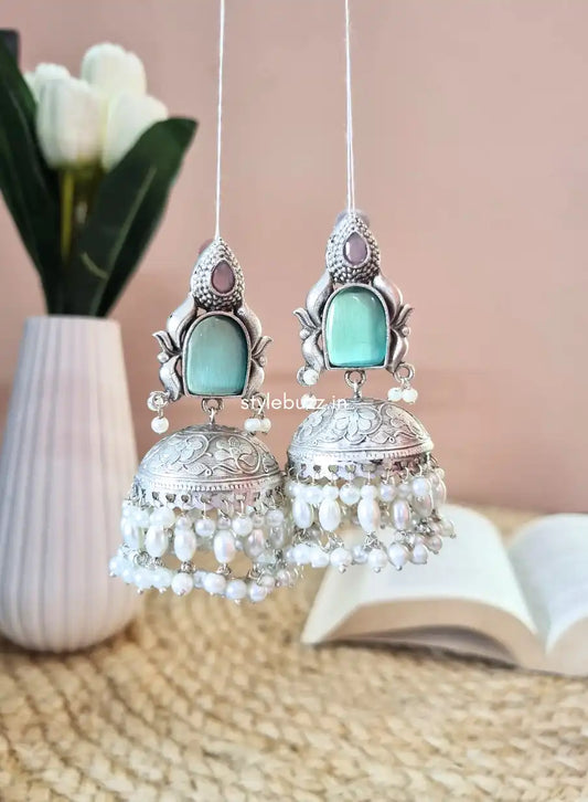 Premium Style Silver Replica Jhumka.