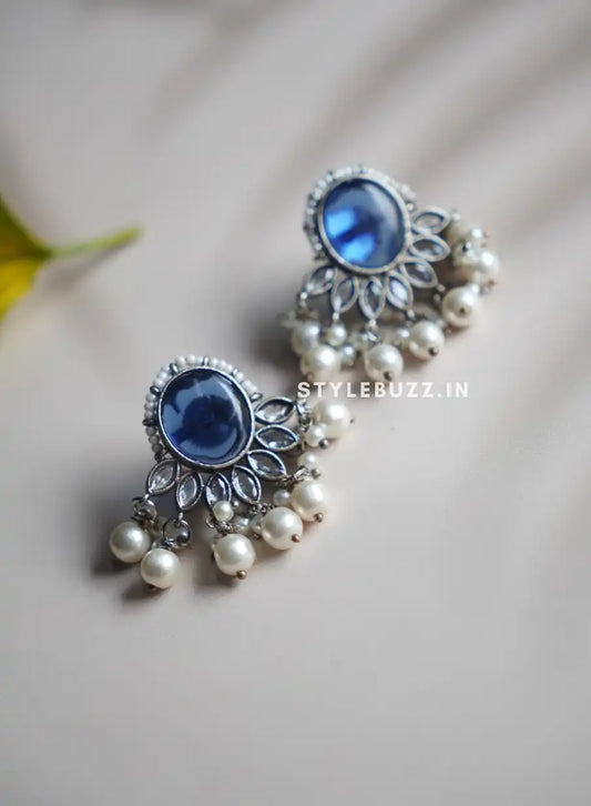 Silver Replica Beautiful Blue Monalisha Stone Stud