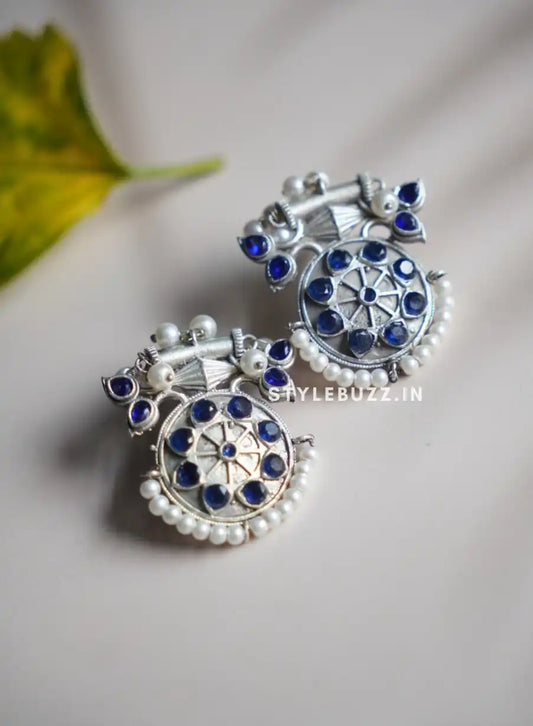 Silver Replica Designer Blue Stud Earrings