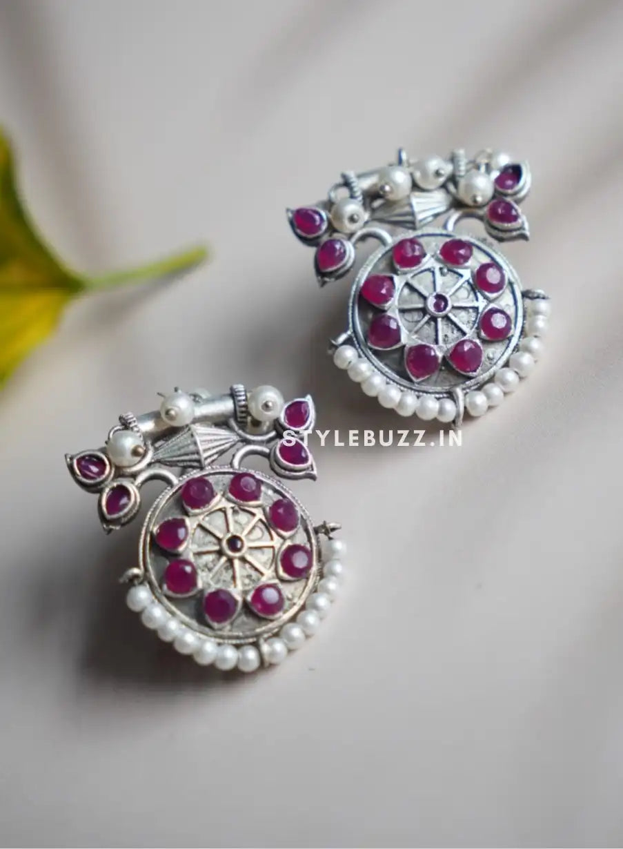 Silver Replica Designer Pink Stud Earrings