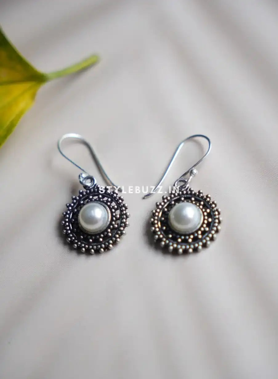 Silver Replica Cute Pearl Beaded Danglers