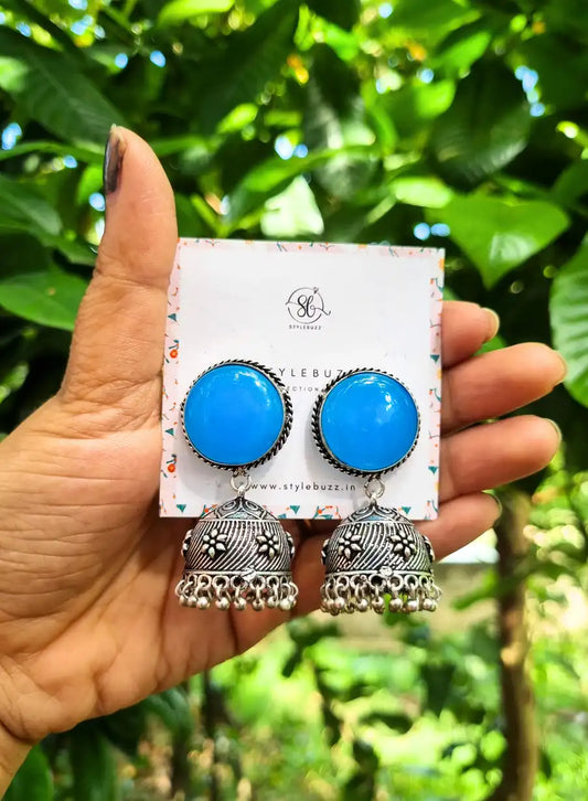 Replica Blue Stone Jhumka Earrings