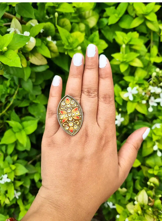 Hand Painted Butterfly Finger Ring