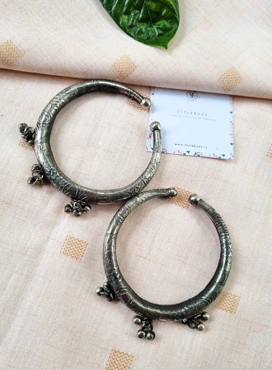 Silver Replica Kada Bangle Pair