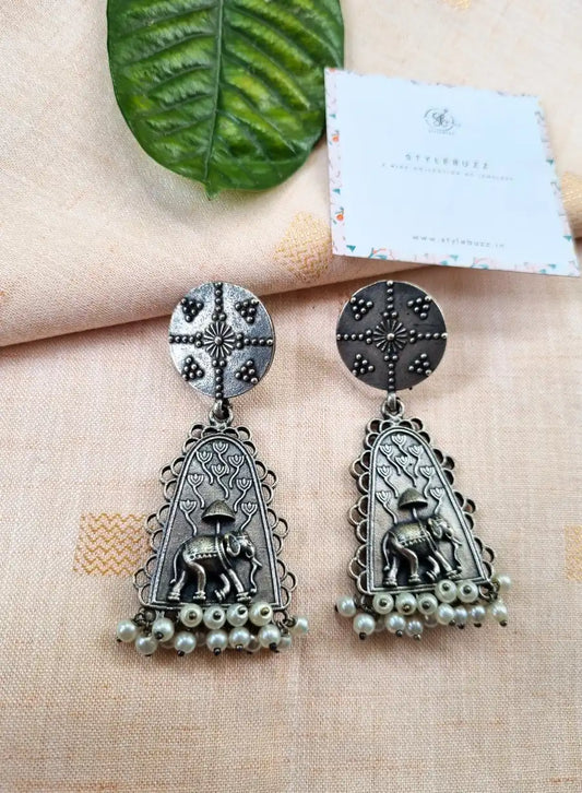 Silver Replica Gaja Stud Earrings