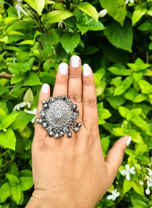 Replica Oversized Finger Ring with Ghungroo