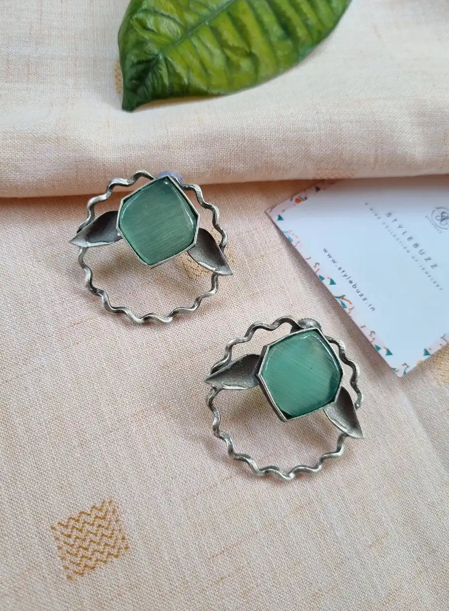 Replica Gorgeous Sky-Blue Monalisha Stone Stud Earrings.