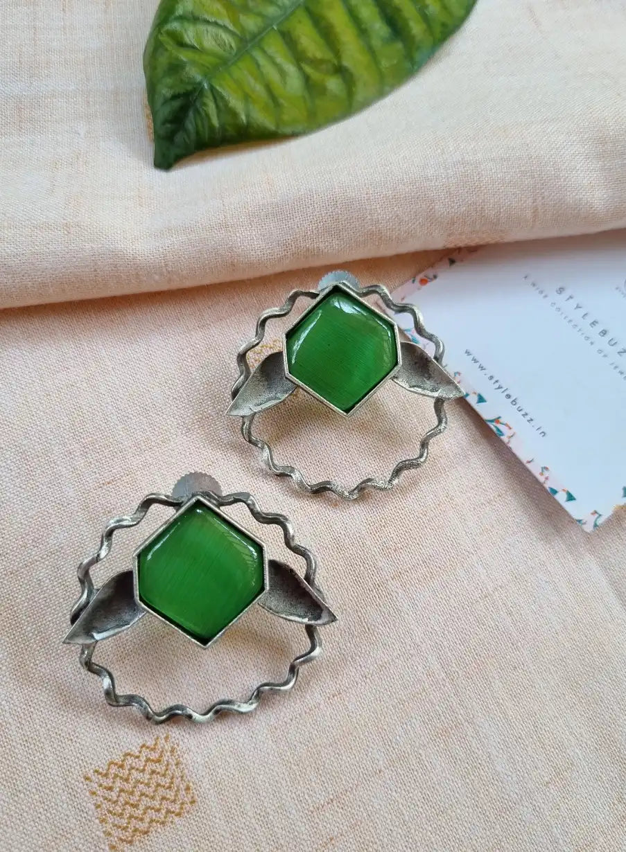 Replica Gorgeous Green Monalisha Stone Stud Earrings