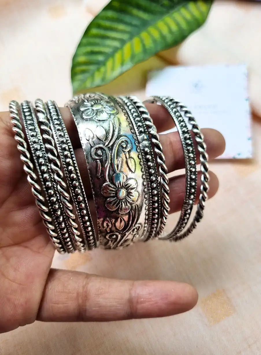 Gorgeous Oxidixed Bangles Set for Women.