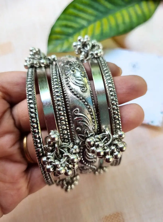 Oxidized Gorgeous Bangles Set- Size 2.6